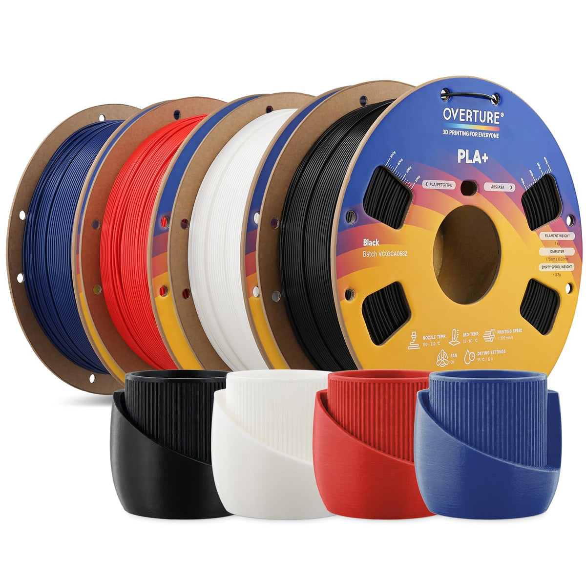 OVERTURE 10KG Bundle High Speed PLA+ 3D Printer Filament 1.75mm