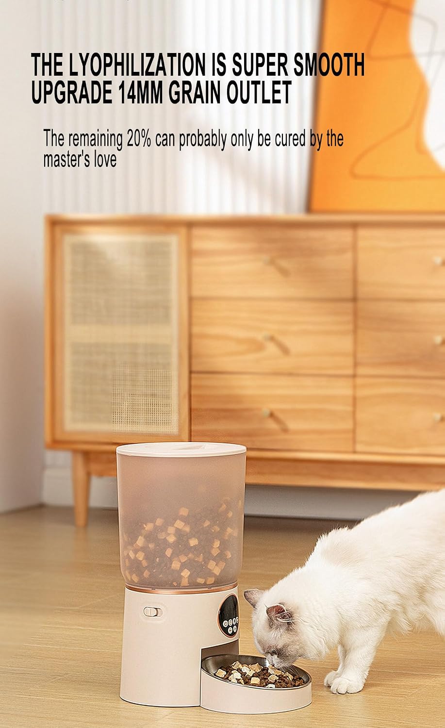 The Ultimate 4.2L Smart pet automatic feeder - Fresh & Timely Meals, Voice Calls, Multiple Food Compatibility, Power-Backup - Perfect for Cats & Dogs! (button-white)