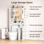 ELYKEN Over The Toilet Storage Cabinet with Acrylic Doors & Pulley, White
