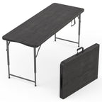 2 PACK of 4 Feet Foldable Table Adjustable Height with Built in Handle, Steel Legs | 4FT Heavy Duty Portable | Perfect for Party Dining Wedding Events Picnic Indoor Outdoor Camping Folding - 4 Foot