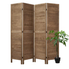 Room Dividers and Folding Privacy Screens, Wood Louvered Separators Divider Wall for Home Office Bedroom - 4 Panels, 63 * 67inch (Brown)