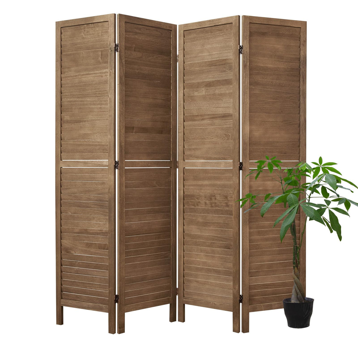 Room Dividers and Folding Privacy Screens, Wood Louvered Separators Divider Wall for Home Office Bedroom - 6 Panels, 67 * 90inch (White-Washed)