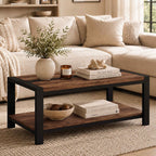 BON AUGURE Coffee Tables for Living Room, 2 Tier Storage Shelf, 43In Rustic