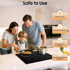3 Burner Electric Cooktop 110V, 9 Heating Level, 23 Inch Portable Stove Cooktop with LED Display, Child Safety Lock and Timer Ideal for Kitchens, Hotels, Restaurants, and More (No Plug)