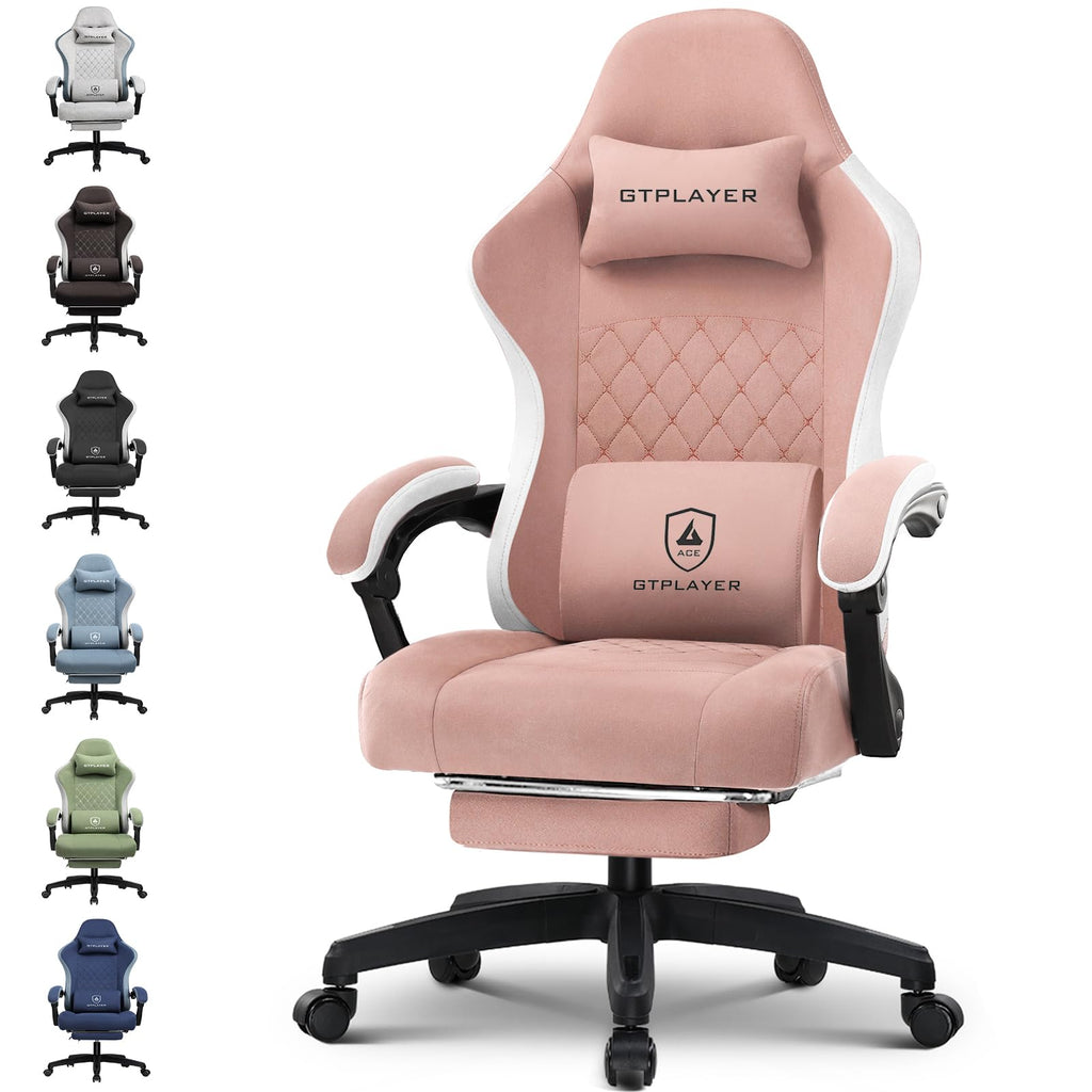 GTPLAYER Gaming Chair, Computer Office Chair with Pocket Spring Cushion, Linkage Armrests and Footrest, High Back Ergonomic Computer Chair with Lumbar Support Task Chair with Footrest(Black)
