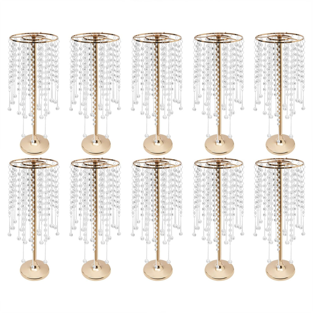 Wedding Centerpieces Gold Vases,10PCS Metal Flower Candle Holder,Wedding Vase for Tables,Crystal Flower Vase Metal Flowers Stand for Party Tables Decorations