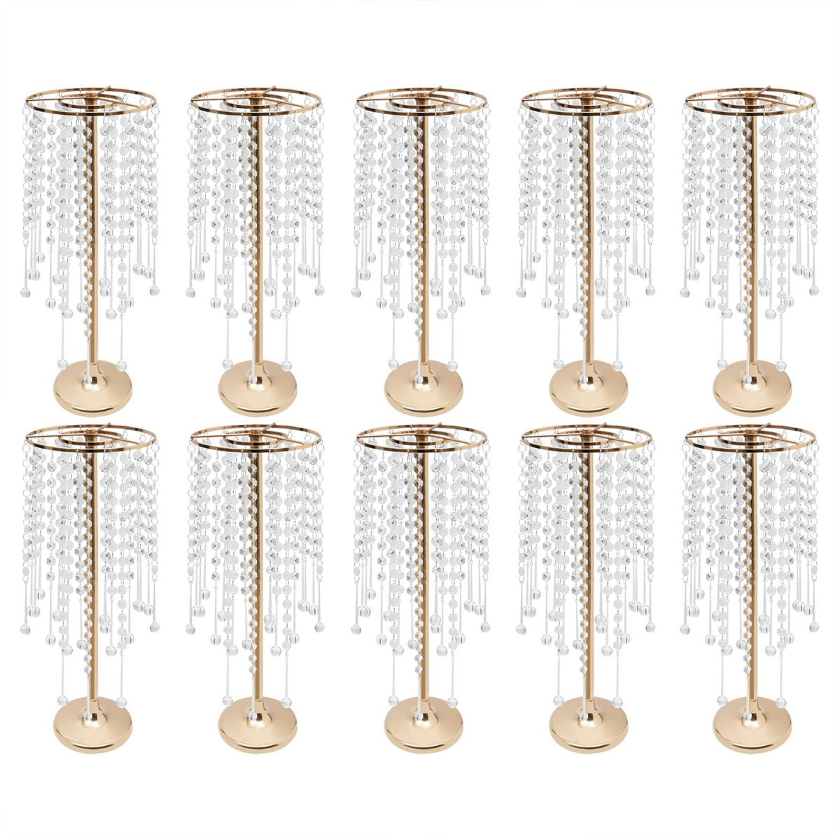 Wedding Centerpieces Gold Vases,10PCS Metal Flower Candle Holder,Wedding Vase for Tables,Crystal Flower Vase Metal Flowers Stand for Party Tables Decorations