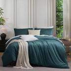 MooMee Queen Duvet Cover Set 100% Extra Long Staple Cotton Cooling Bedding