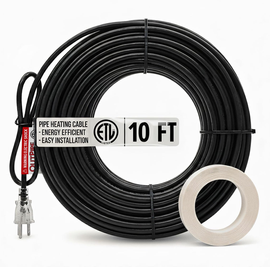 10ft OutPipe Self-Regulating Pipe Heating Cable Kit with Mounting Tape
