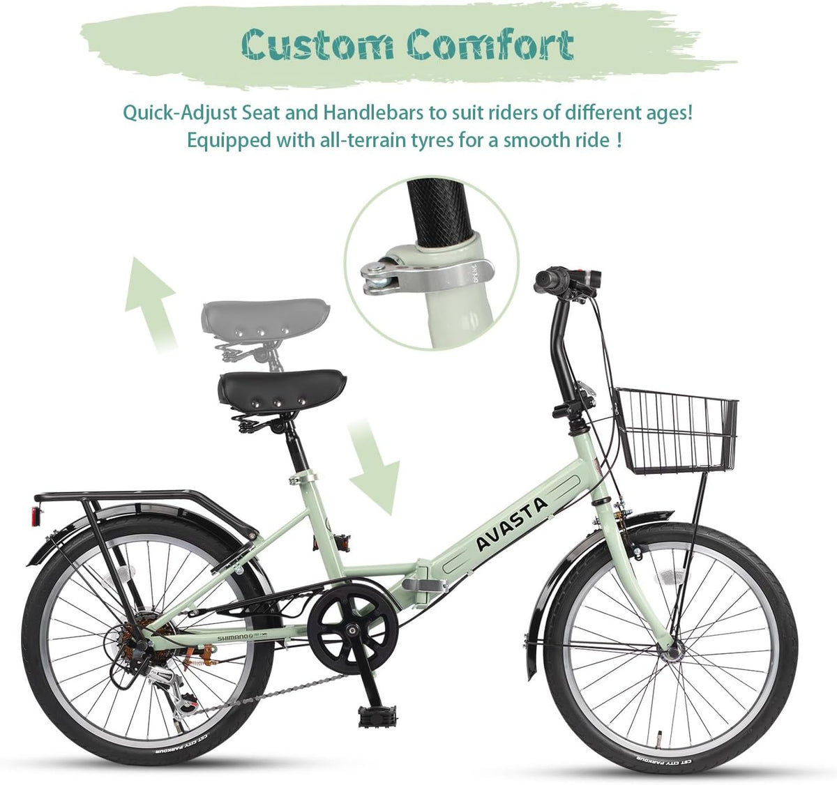 AVASTA Quartet Folding Bike, 20/24 Inch, 7-Speed, Dual Brakes