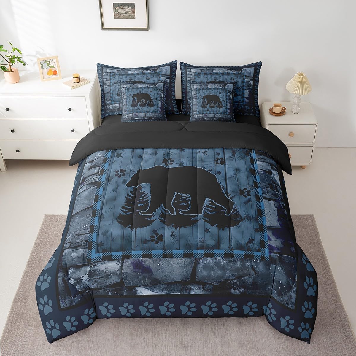 Feelyou Deer Comforter Set with Sheets King Size 7 piece Kids Rustic Deer Hunting Bedding Set Cabin Lodge Deer Bed in a Bag Farmhouse Nature Wildlife Antlers Brown Bed Set