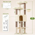 Globlazer F65D Corner Cat Tree Tower with Scratching Posts, Beige