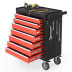 7-Drawer Rolling Tool Chest, Tool Box with 4 Wheels and Drawers, High Capacity Detachable Mobile Tool Storage Cabinet for Garage, Workshop, Mechanics and Repair Room (Black)