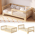 EXPERLAM Twin Montessori Floor Bed for Kids, Removable Rails, Burlywood