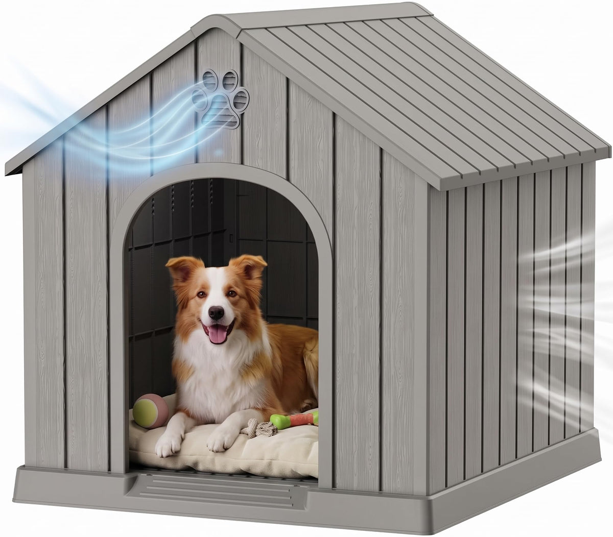 43 Inch Large Dog House Outdoor/Indoor,Plastic,Blue