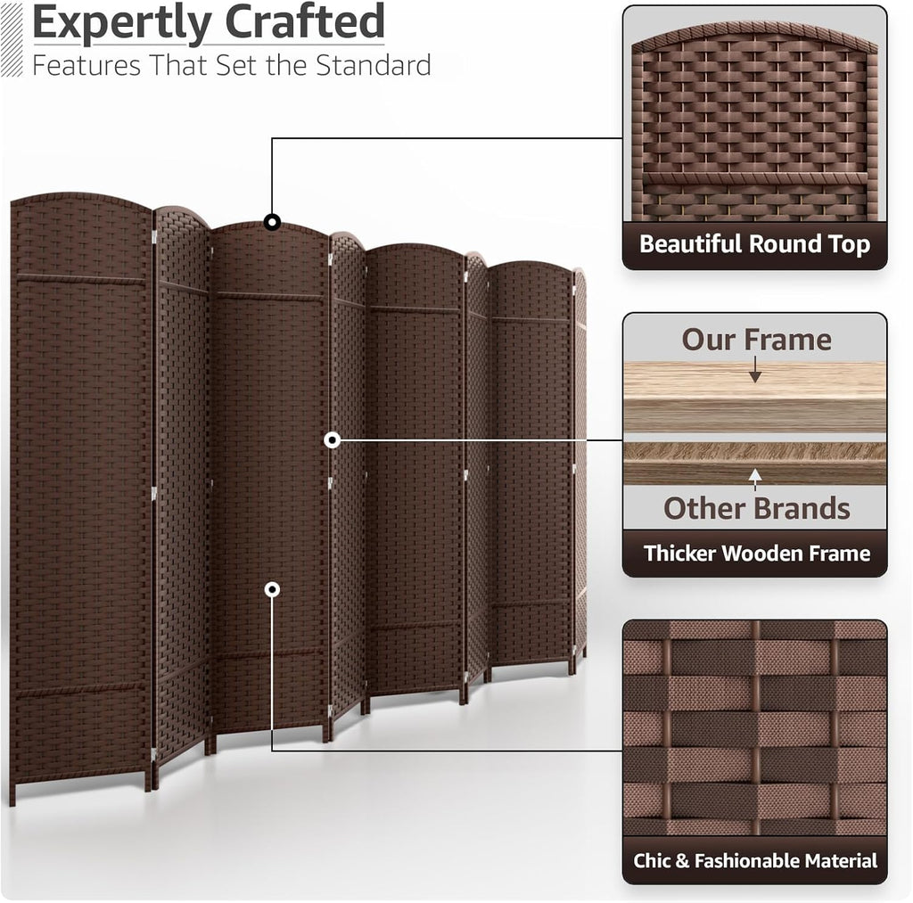 Sorbus Foldable Room Divider, Mesh Privacy Screen (8 Panel, Chocolate)