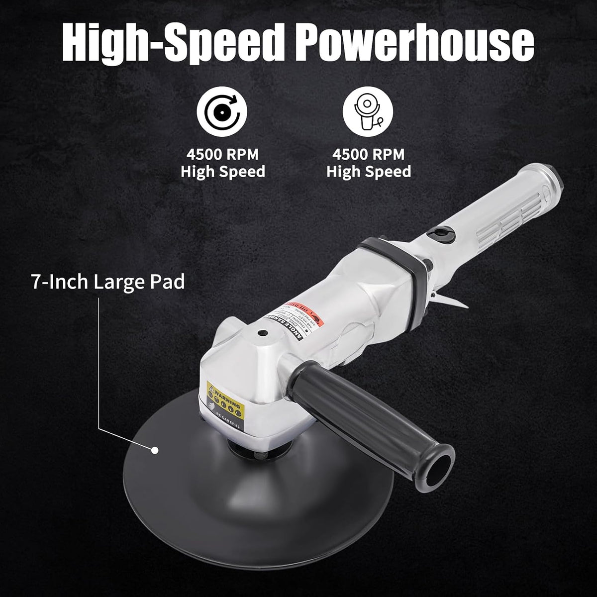 7 In Pneumatic Angle Sander, Polishing Machine Air Angle Floor Stones Grinder, 4500RPM Heavy Duty Air Sander for Floors Stones Cars Ships Motorcycles