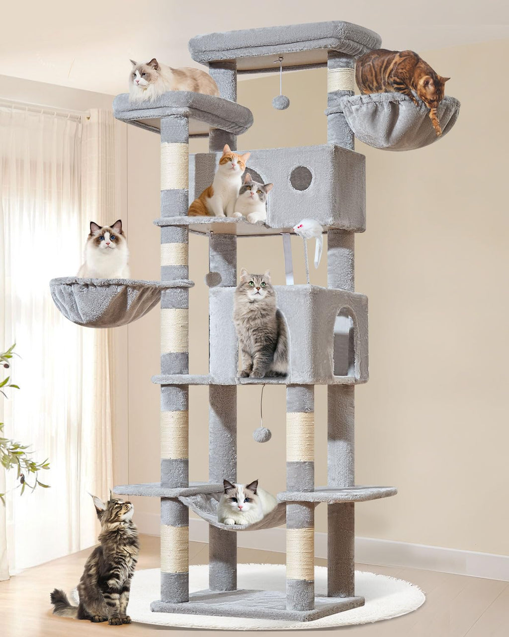 Taoqimiao 79in Cat Tree, Tall Large Cat Tower for Indoor Adult Cats S10G