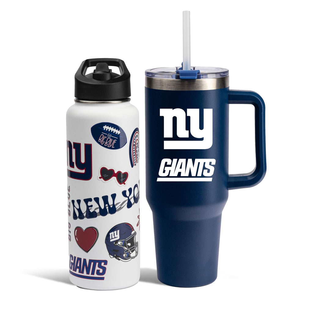 The Memory Company Officially Licensed NFL 2-Pack Stainless Steel Tumbler Set, 34oz Team Spirit Water Bottle & 40oz Game Day Tumbler with Lid and Straw, BPA-Free Materials, Convenient Straw Design