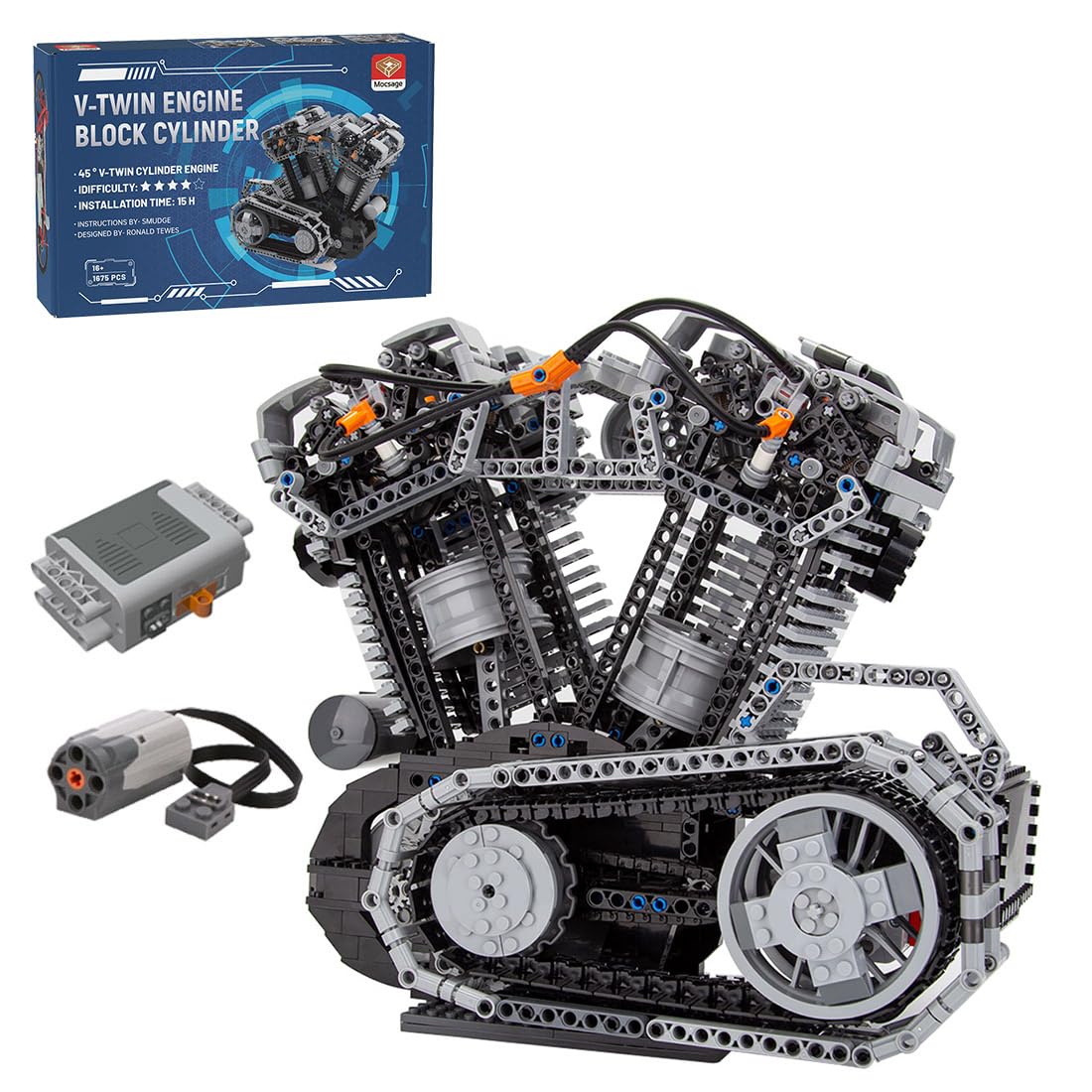 OHV 5.0L V8 Engine Building Blocks and Construction Toy, Collectible Technology-Themed Model to Build and Display, Great Gift for Birthdays, Christmas (2106 PCS)
