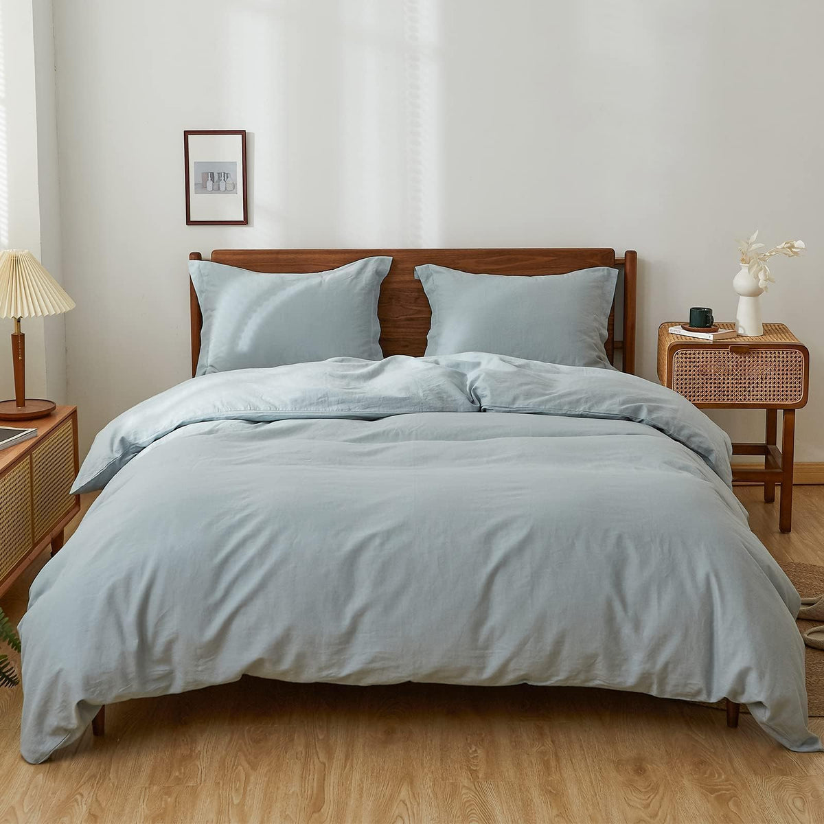 Simple&Opulence 100% Linen Duvet Cover Set, 3 PCS Natural French Flax Linen Duvet Cover King Size, Breathable Soft Comfy Linen Bedding Comforter Cover with 2 Pillowcases(Linen, 104"x92")