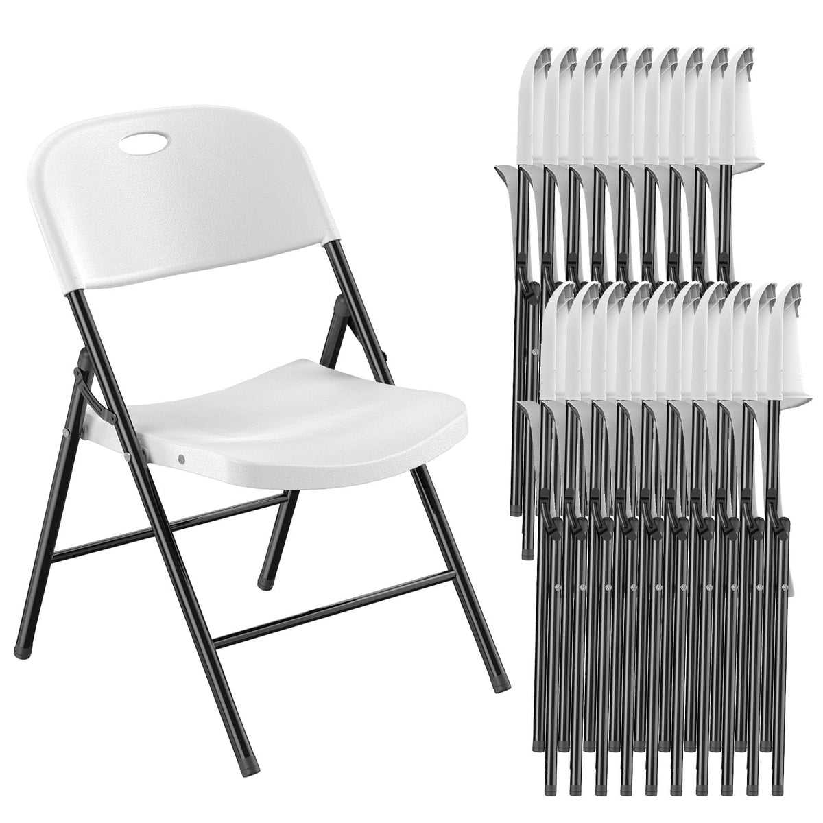 Nazhura 350 Weight Limit Heavy Duty Plastic Folding Chair with Reinforced Steel Frame for Indoor and Outdoor, Wedding, Party, Restaurant, Meeting Room, Patio and Garden