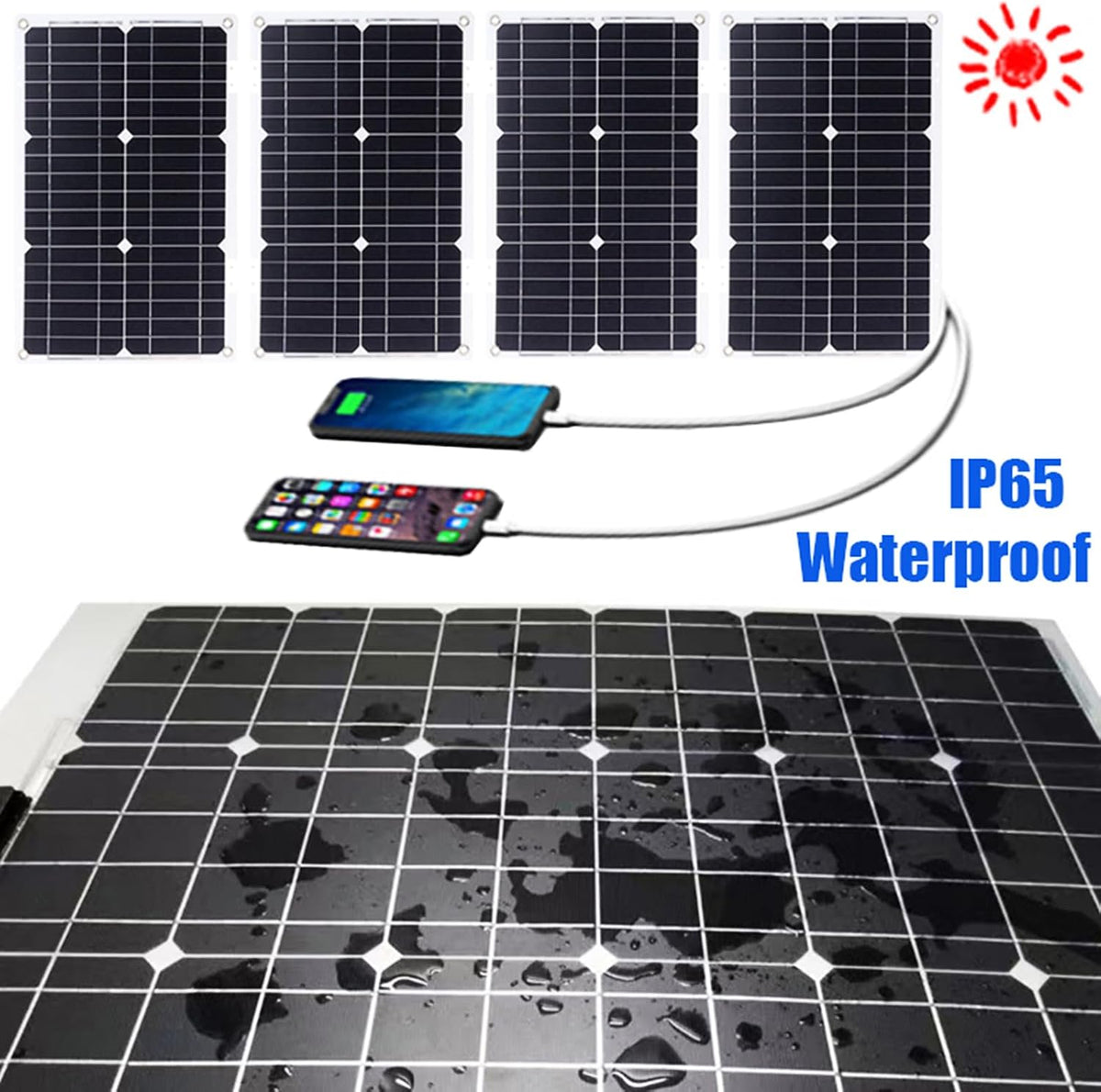800W Off-Grid Solar Panel Kit with 50A Charge Controller - Waterproof Solar Solution for RVs and Campers(100W)