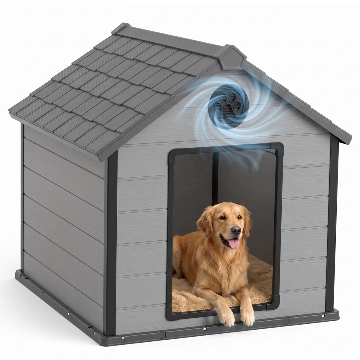 43 Inch Large Dog House Outdoor/Indoor,Plastic,Blue