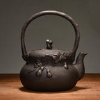 Cast Iron Teapot, Stovetop Safe Tea Kettle With handle, Asian Style Handmade Tea Pot For Home Camping Outdoor Use(1.2L, BlackB)