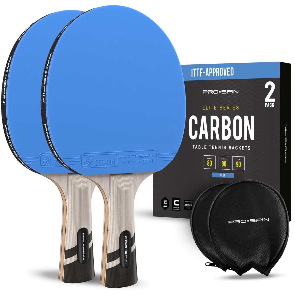 PRO-SPIN Ping Pong Paddles – ITTF Approved Professional Table Tennis Rackets with Carbon Fiber for Superior Control | 7-Ply Blade, Premium Rubber, 2.0mm Sponge