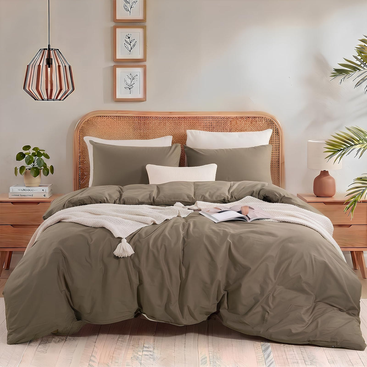 NEXHOME PRO Duvet Cover Set Queen Size Linen Look Textured 100% Washed Cotton Duvet Cover Burgundy Dark Red 3 Pieces Bedding Set with Zipper Closure,Breathable, Soft Organic Natural(No Comforter)