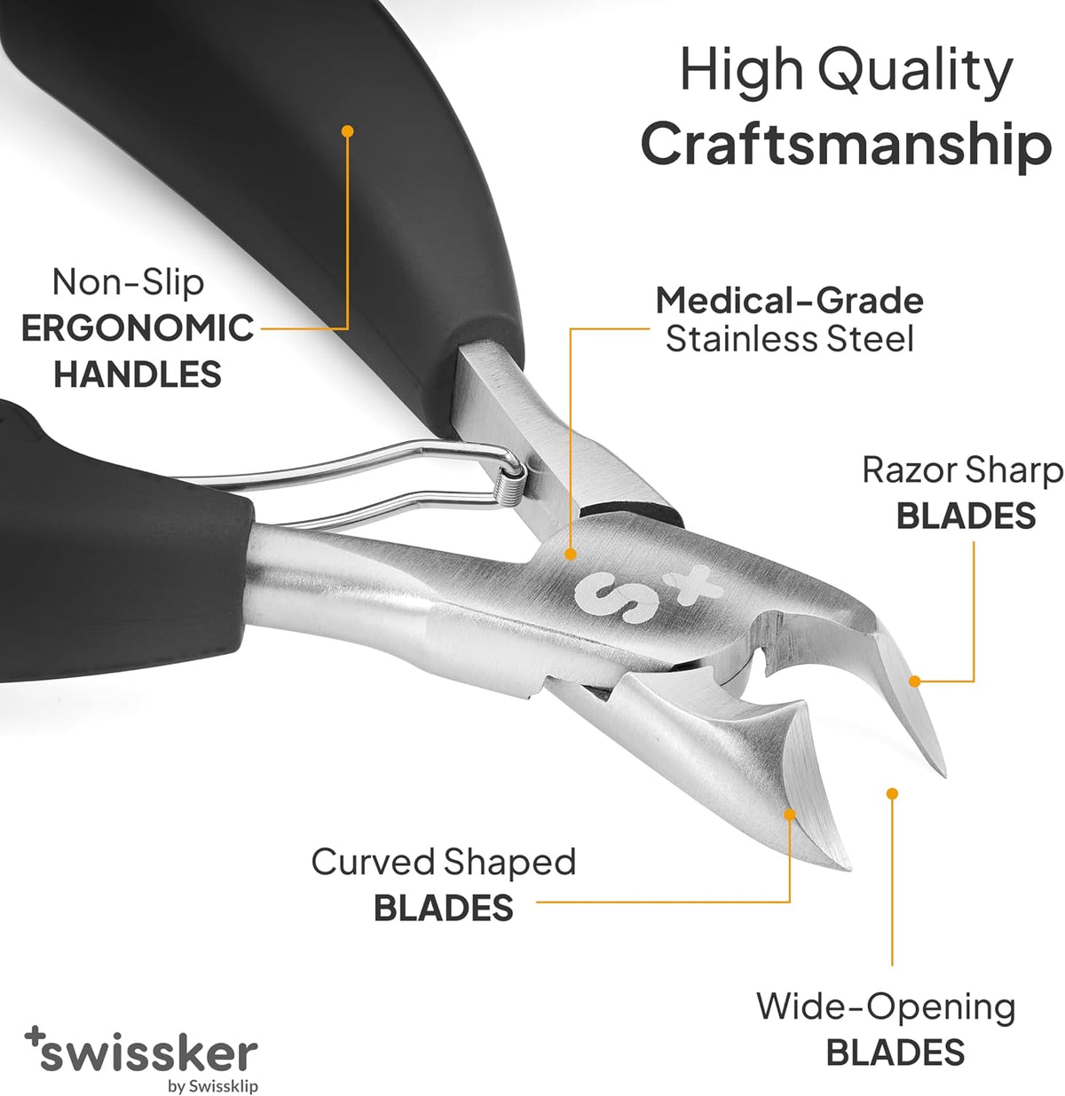 Swissker by Swissklip Heavy Duty Toenail Clippers for Seniors & Thick Nails