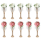 Wedding Centerpieces Gold Vases,10PCS Metal Flower Candle Holder,Wedding Vase for Tables,Crystal Flower Vase Metal Flowers Stand for Party Tables Decorations