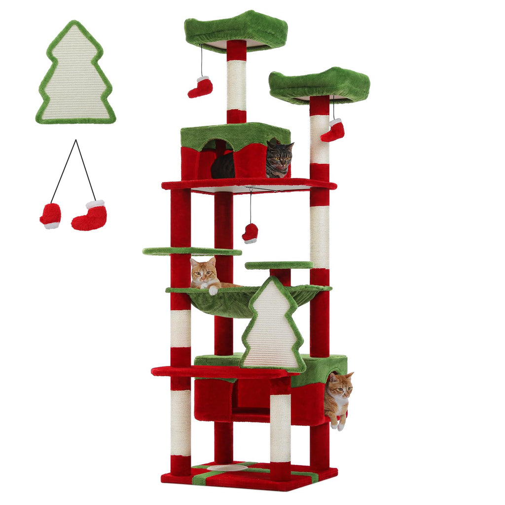 PAWZ Road Flower Cat Tree 72" Cat Tower with Condos&Hammock for Large Cats