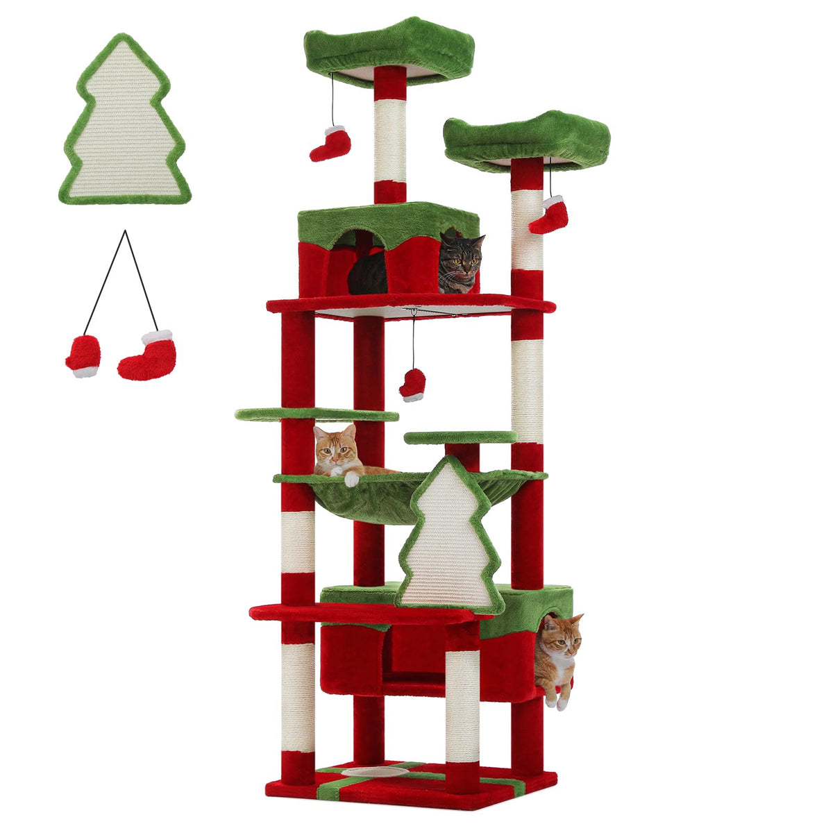 PAWZ Road Flower Cat Tree 72" Cat Tower with Condos&Hammock for Large Cats