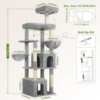 Globlazer Sturdy Cat Tree for Indoor Cats 20 lbs, S68, Cloud Grey