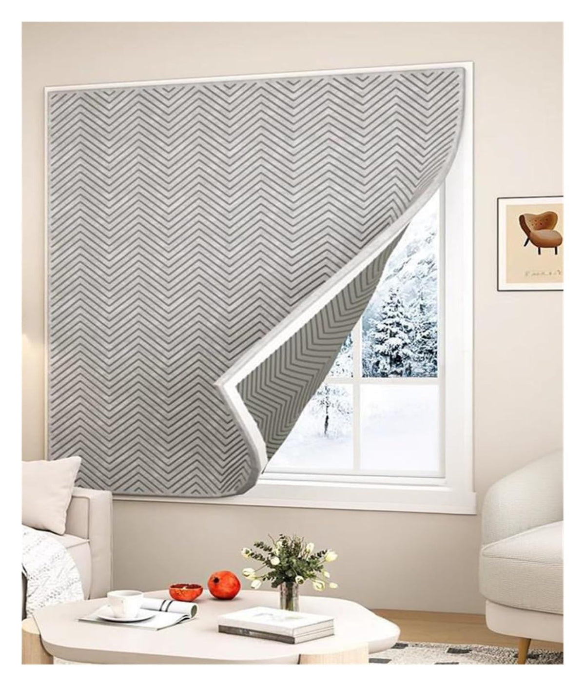 Window Cover for Winter,Winter Window Insulation,Window Insulation Kit Window Blanket Blackout Curtain Panels for Home Office Bedroom(Beige,150x150cm)