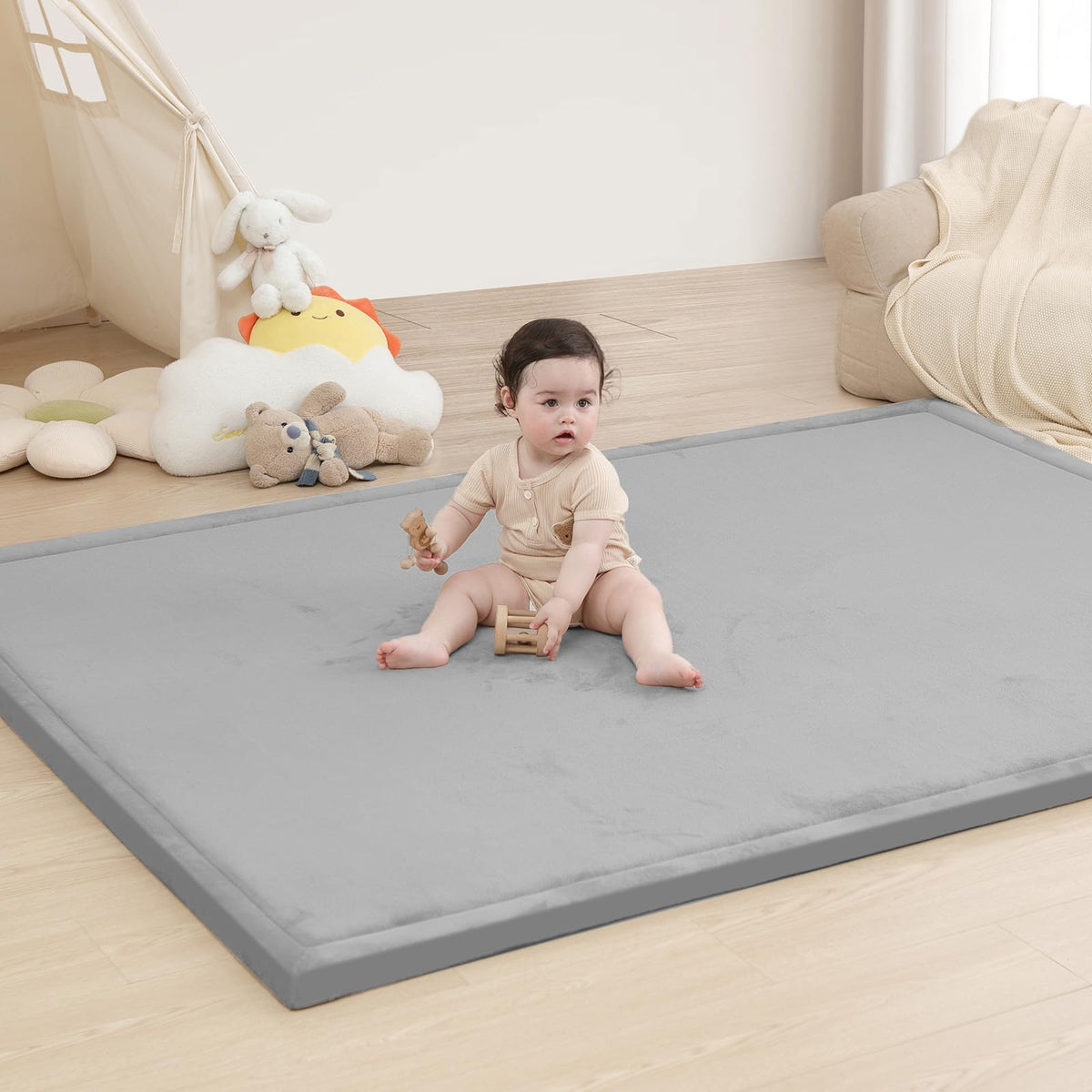 Huloo Sleep Large 1.3" Thick Baby Play Mat for Floor, 79"×59"(Dark Gray)