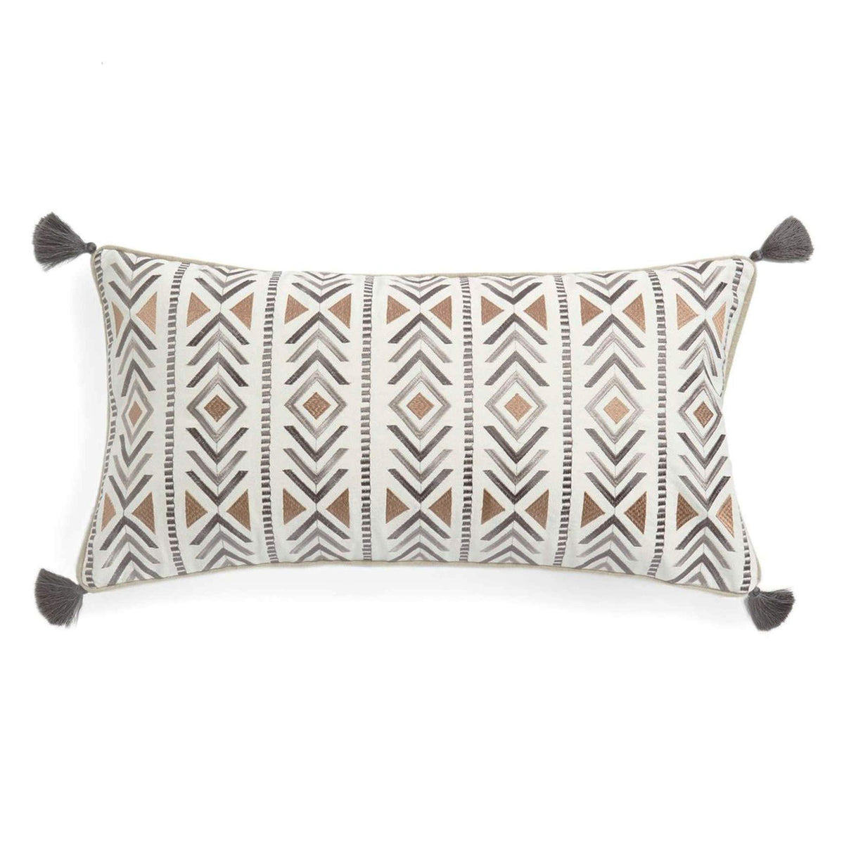 Levtex Home - Santa Fe Full/Queen Quilt - Ikat Pattern - Soft Grey, Cream, and Tan - Quilt Size (88x92in.) - Reversible - Cotton Fabric