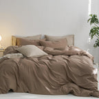 MooMee Upgraded Softer Duvet Cover Set 100% Washed Cotton Twill King