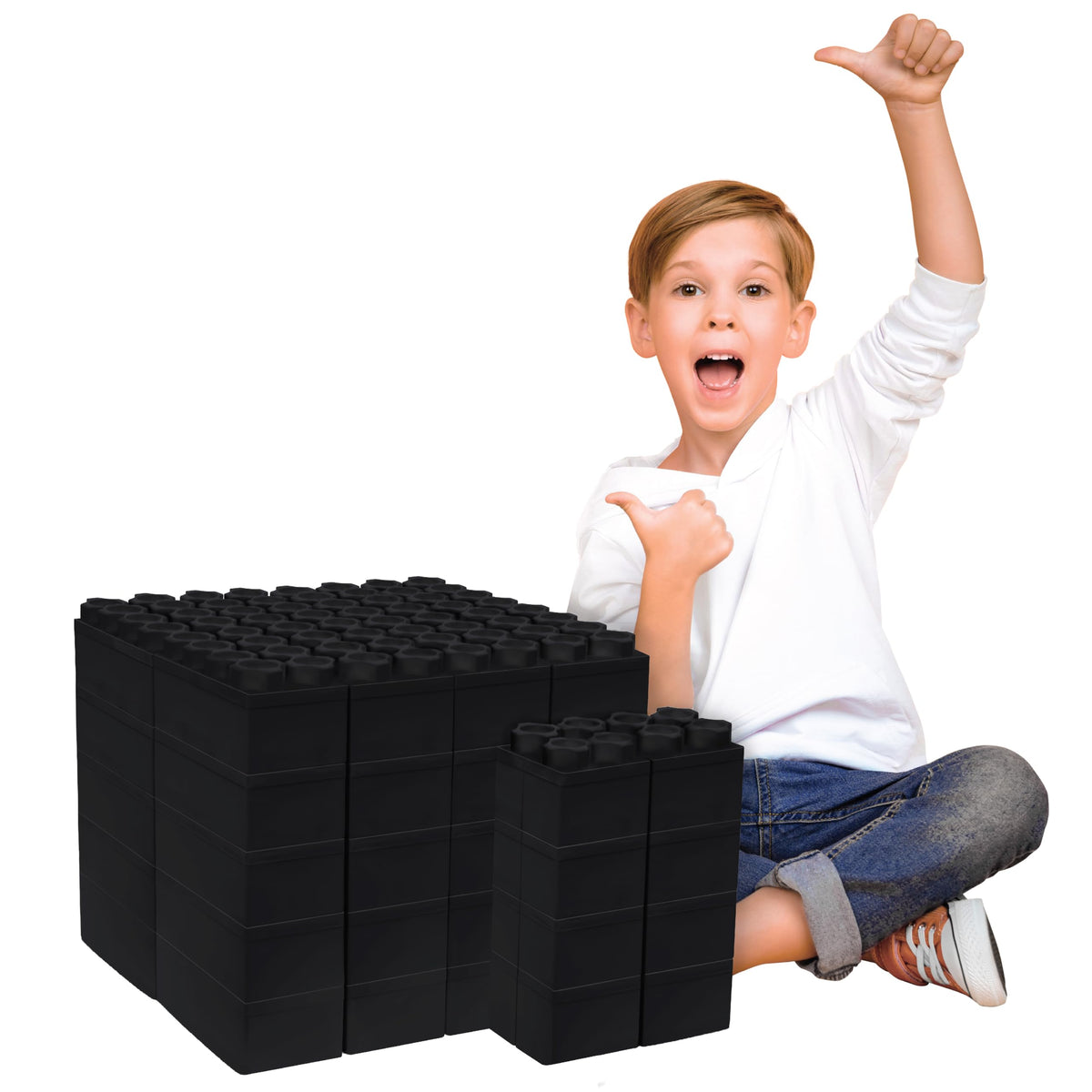 BiggoBlocks Big Blocks for Kids Ages 4-8 — Indoor & Outdoor Blocks for Kids Games — Large Building Blocks (48 pc) Learner Set