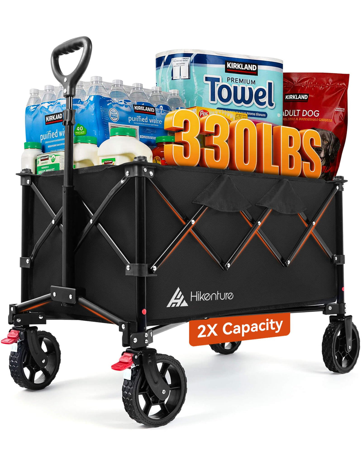 Hikenture Wagons Carts Foldable 330LBS, Heavy Duty Collapsible Wagon