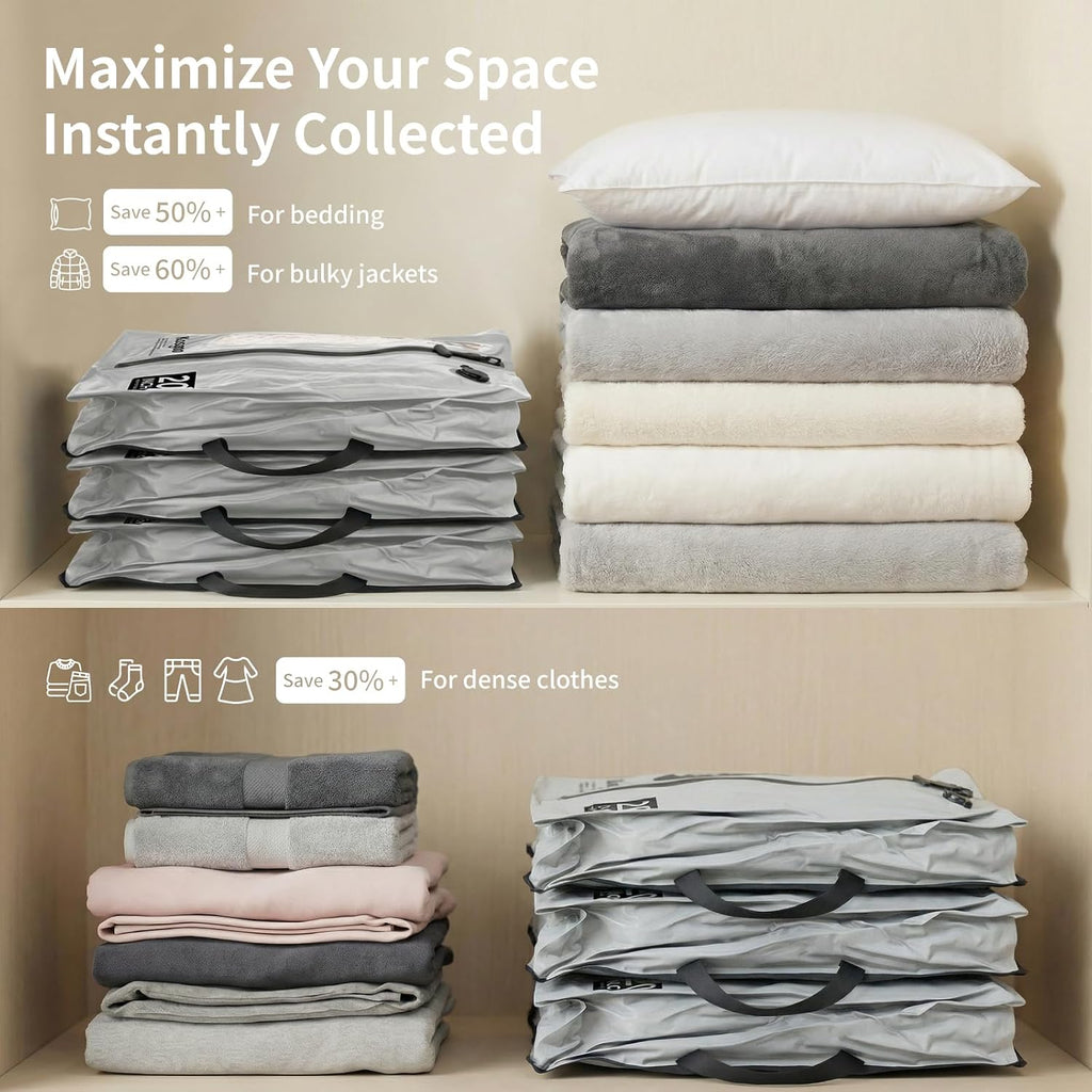 Vacuum Seal Bags for Travel with Pump, Light Grey, 20+20+28