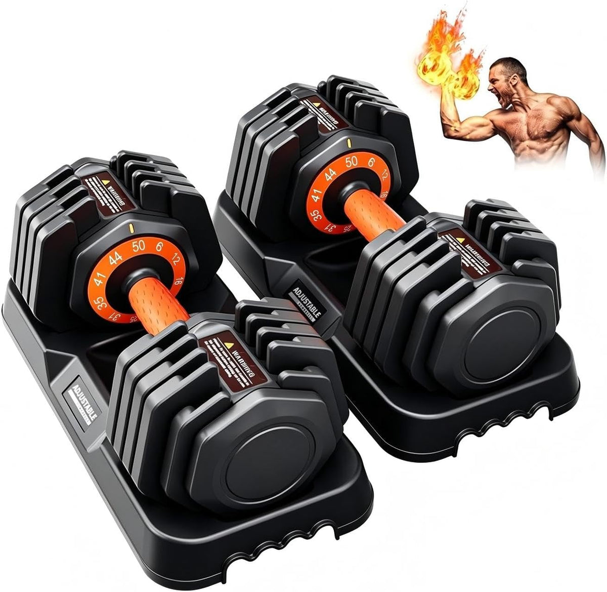 Adjustable Dumbbell Set 25lb/50lb, 10 in1 Adjustable Dumbbells for Home Gym