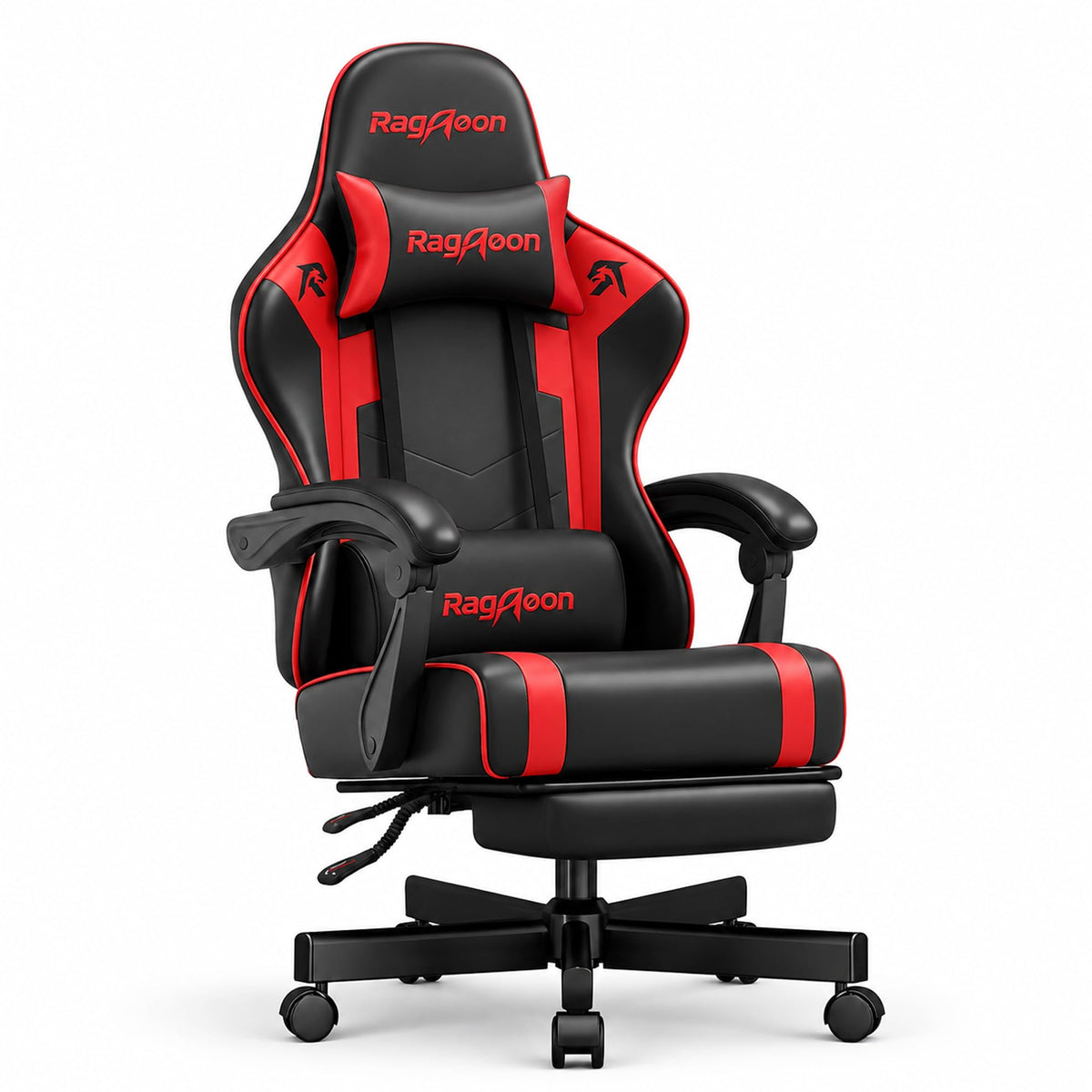 Video Gaming Chair for Adults with Footrest, Ergonomic PC Chair,Jet Black