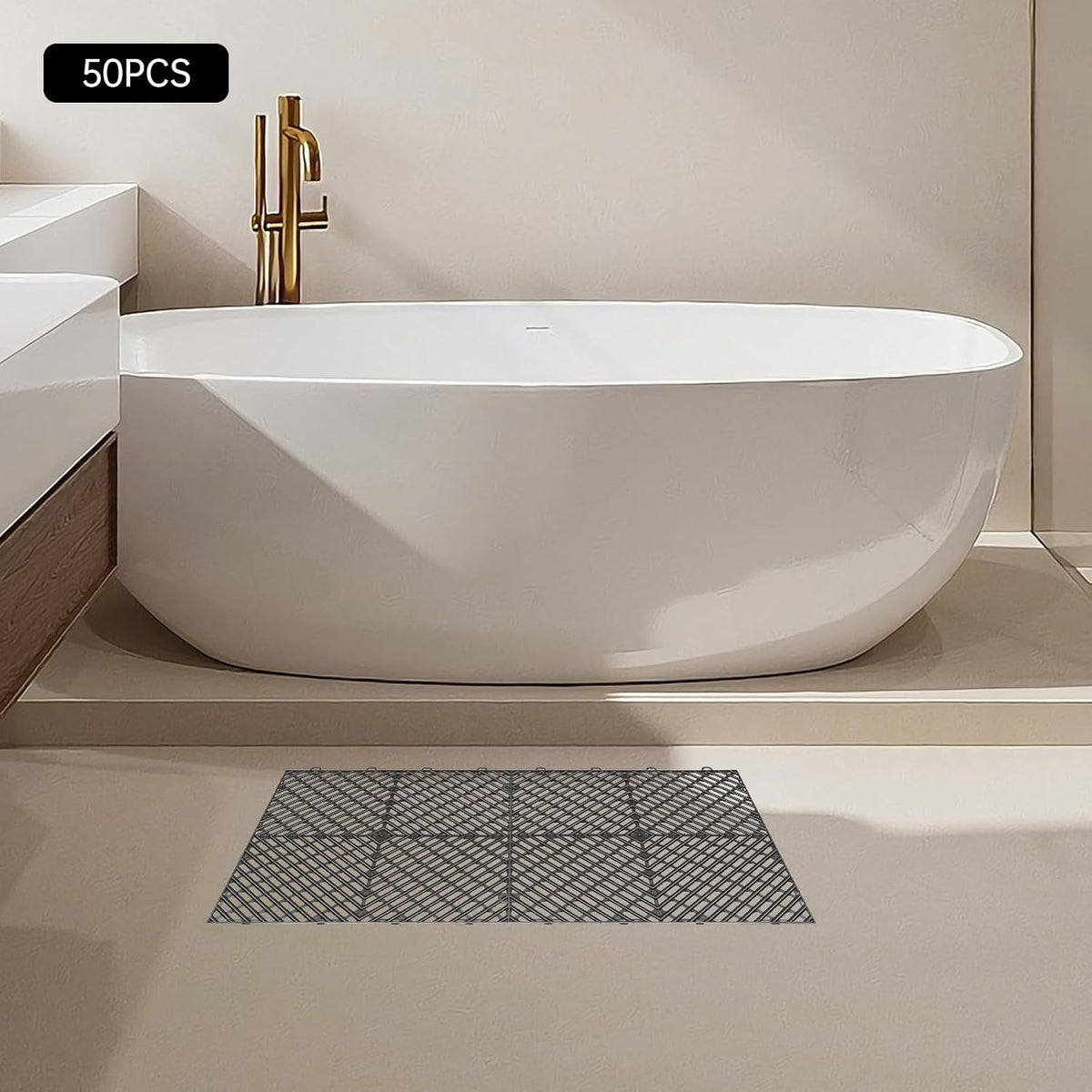 Tiles Interlocking, Drainage Tiles 12x12x0.5 Inches, Non-Slip Deck Tiles Outdoor Floor Tiles, Outdoor Interlocking Tiles for Pool Shower Bathroom Deck, 50 PCS Black (50 PCS Black)