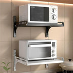 Kitchen Bakers Rack Kitchen Storage Wall-Mounted Seasoning Iron Storage Rack Punch-Free Oven Rack Hook Microwave Oven Rack Toaster Shelf(Black,46cm)