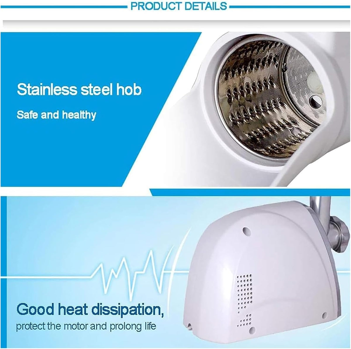 Commercial Cheese Grater, Electric Rotary Cheese Shredder Machine with 3 Stainless Steel Revolving Blades, Multi-Functional Vegetable Slicer Cheese Grinder, Quick Shred - 1min/500g