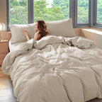 Shilucheng 100% Linen King Duvet Cover Set, Linen