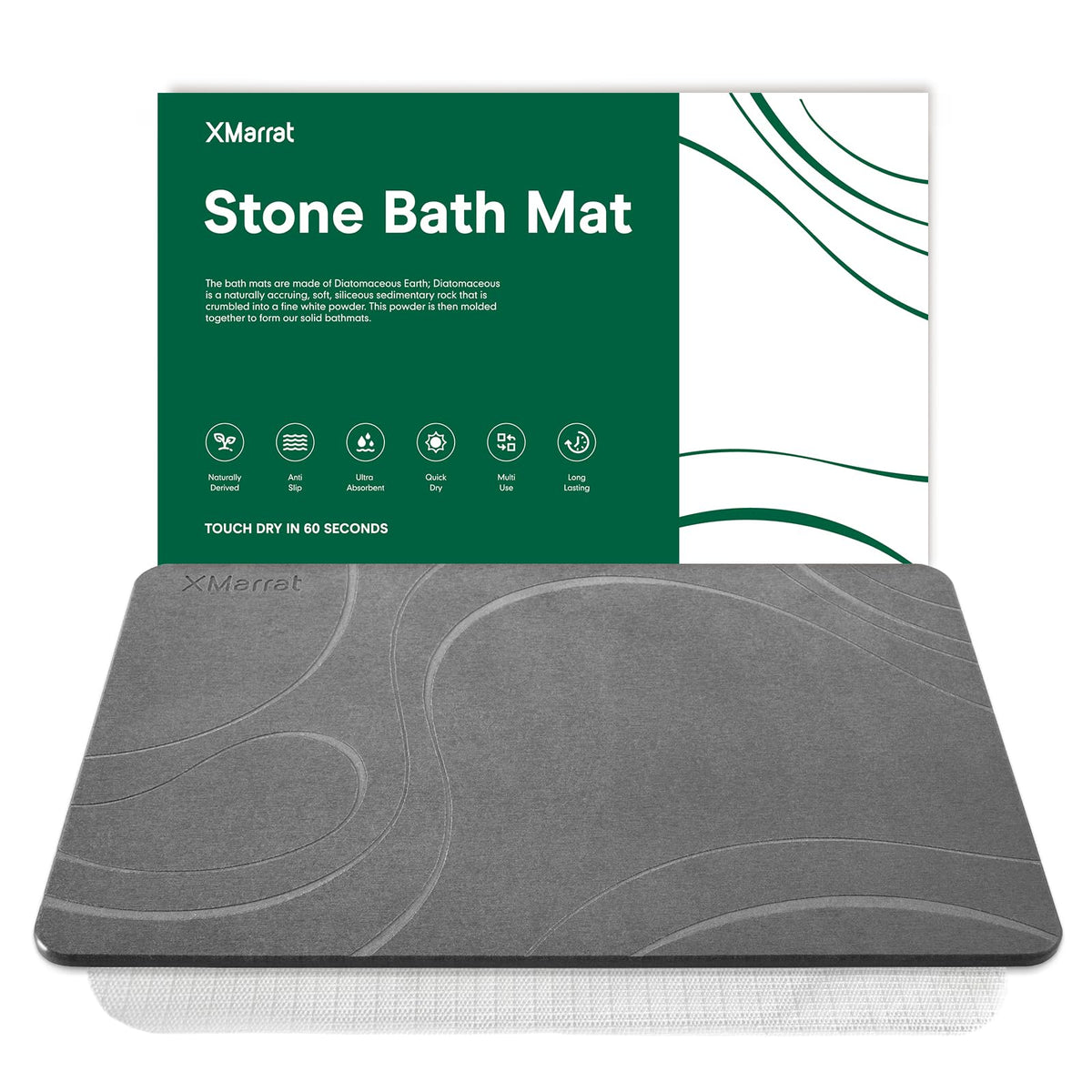 XMarrat Extra Large Stone Bath Mat for Bathroom, 2 Pack, 31.5"x19.7"